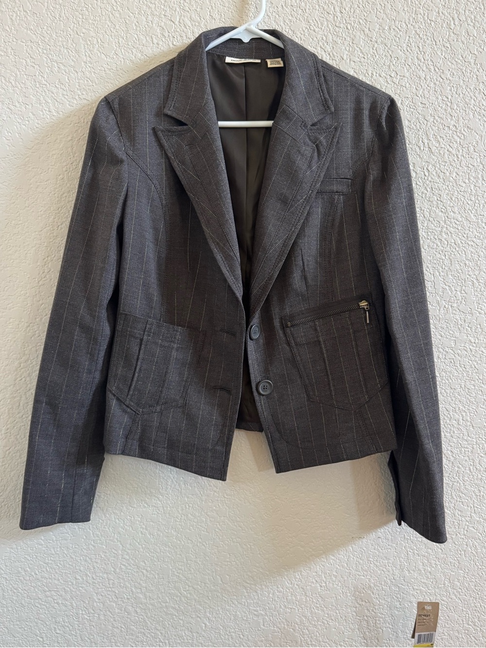 NWT DKNY Jeans- Tailored Gray Pinstripe Women's Blazer Jacket